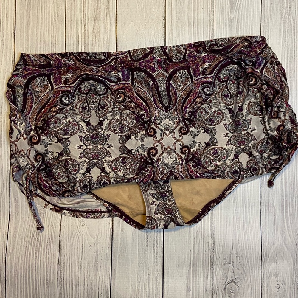 NWT Cacique Paisley Swim Skirt w/side ties Size 16